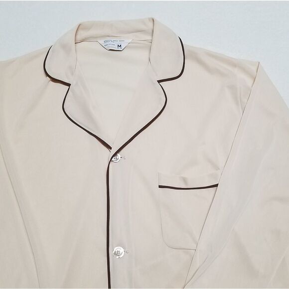𝅺VINTAGE 60s JCPENNEY ILGWU Cream Brown Pajama Set - Picture 2 of 10